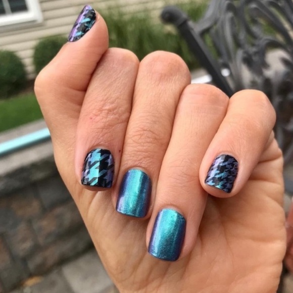 🎉3/$25  ✨Rare ✨Color Street Suit yourself  Houndstooth Teal Purple Duochrome - Picture 5 of 10